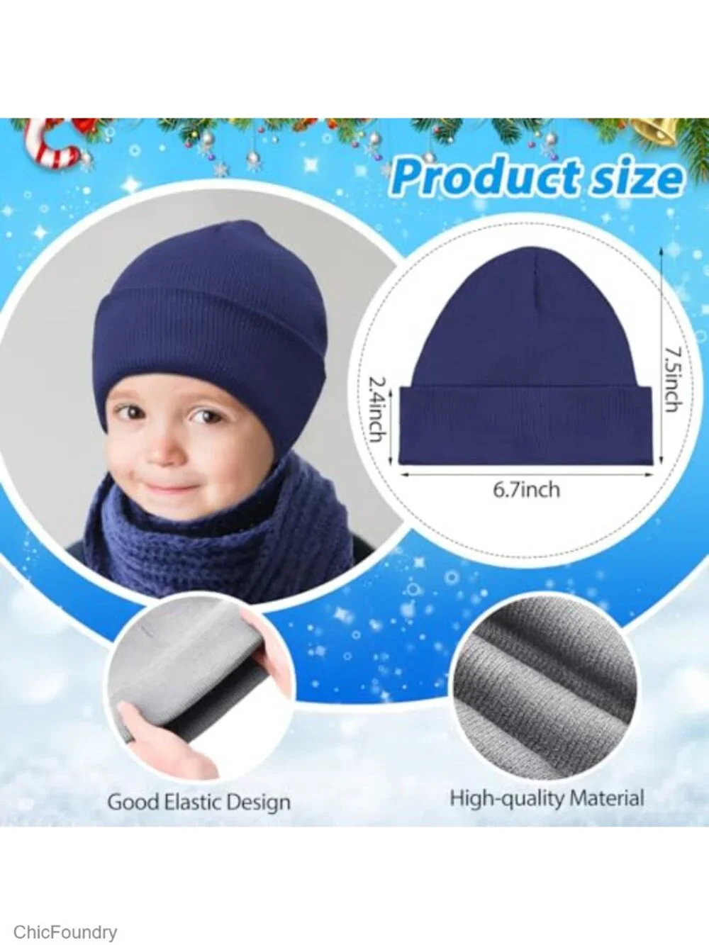 Kids Winter Beanie Scarf Gloves Set - Acrylic Fiber Knitted Cold Weather